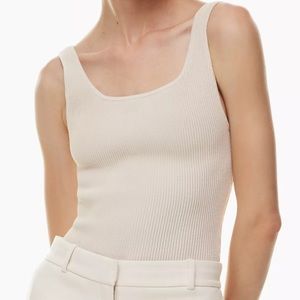 Aritzia Babaton Sculpt Knit Squareneck Tank in Matte Pearl